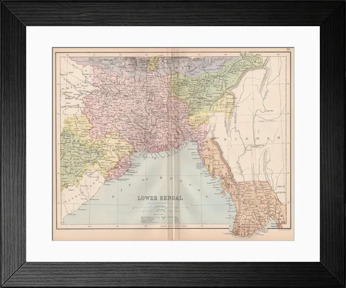 Framed Print : BRITISH INDIA. Lower Bengal'. Burmah Tipperah. Bangladesh.BARTHOLOMEW, 1878 map Framed Print : BRITISH INDIA. Lower Bengal'. Burmah Tipperah. Bangladesh.BARTHOLOMEW, 1878 map