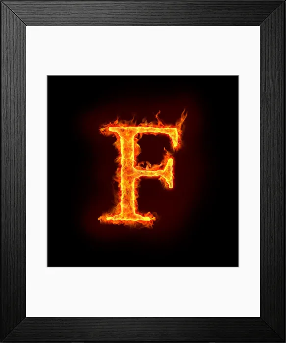 Framed Print : fire alphabets in flame, letter F Framed Print : fire alphabets in flame, letter F