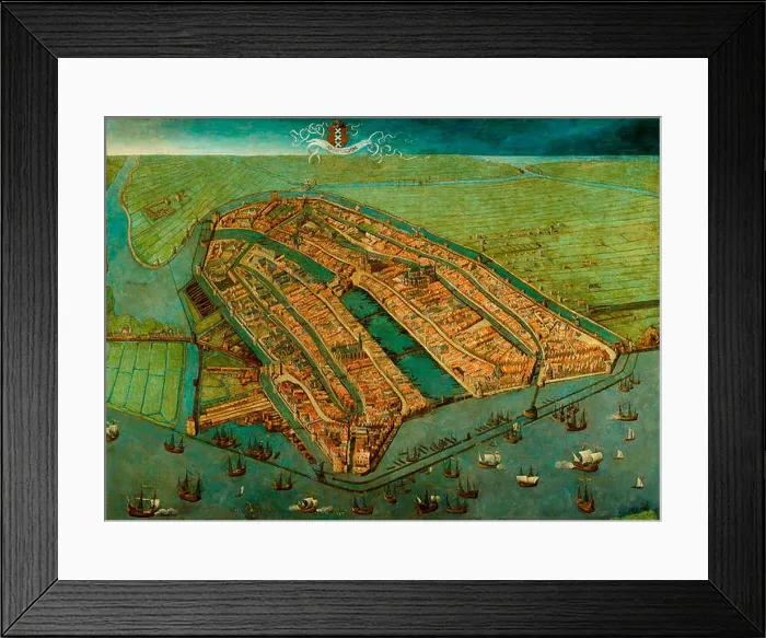 Framed Print : Bird's-eye View of Amsterdam - Oldest surviving map of Amsterdam Framed Print : Bird's-eye View of Amsterdam - Oldest surviving map of Amsterdam