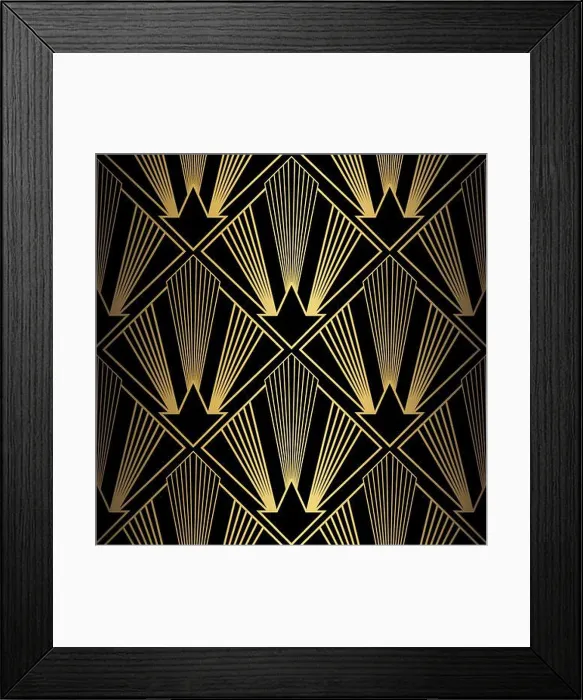 Framed Print : Art Deco Pattern. Vector background in 1920s style. Gold black texture Framed Print : Art Deco Pattern. Vector background in 1920s style. Gold black texture