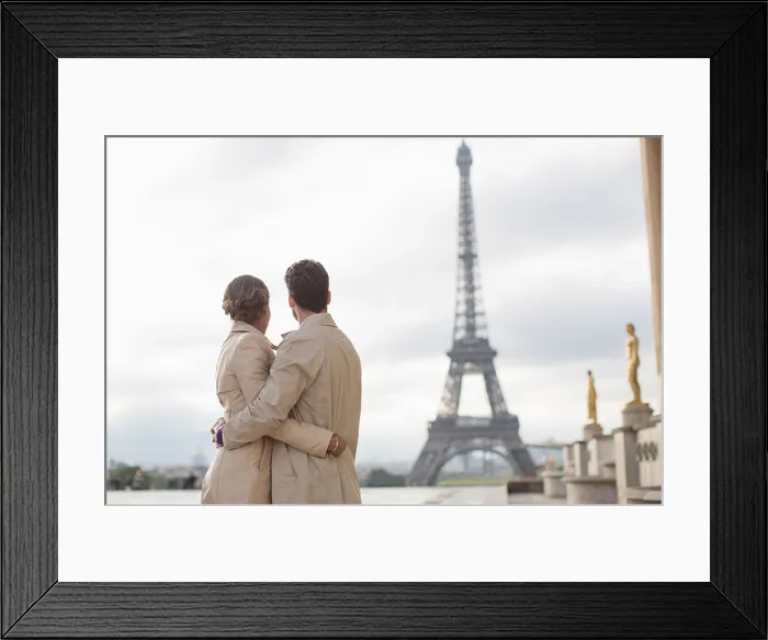 Framed Print : Couple admiring Eiffel Tower, Paris, France Framed Print : Couple admiring Eiffel Tower, Paris, France