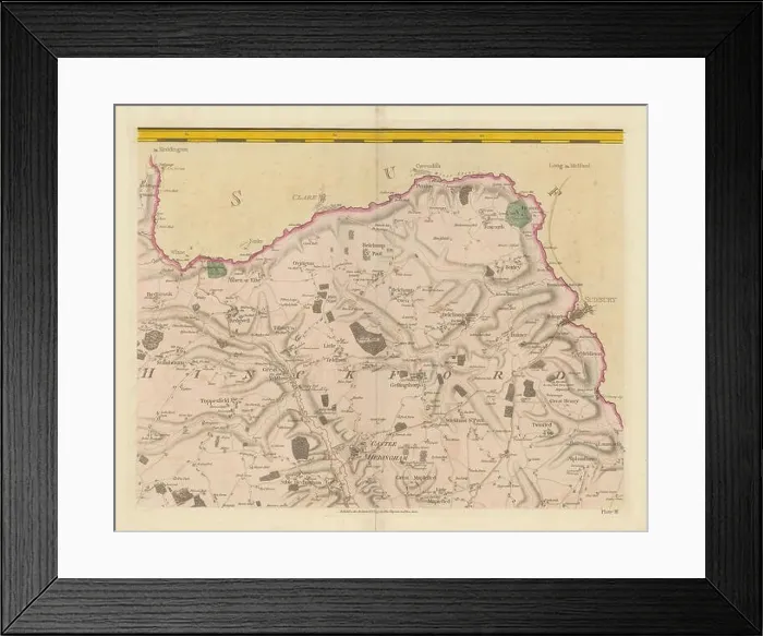 Framed Print : Essex N #3 Castle / Sible Hedingham Great Yeldham Belchamp. Chapman / André 1777 map Framed Print : Essex N #3 Castle / Sible Hedingham Great Yeldham Belchamp. Chapman / André 1777 map