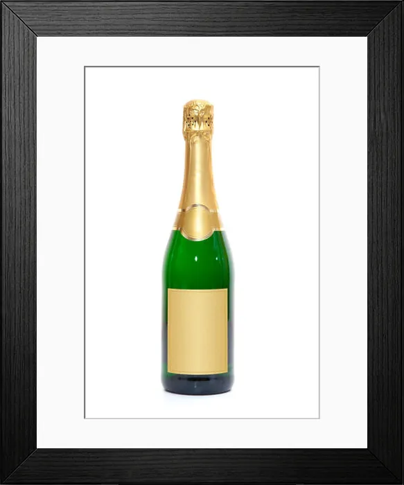 Framed Print : Blank champagne bottle. All on white background Framed Print : Blank champagne bottle. All on white background
