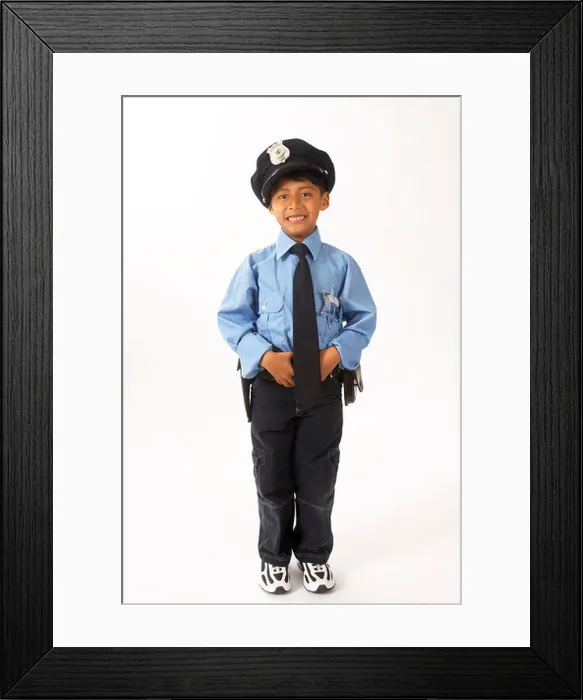Framed Print : Boy Dressed as Police Officer Framed Print : Boy Dressed as Police Officer