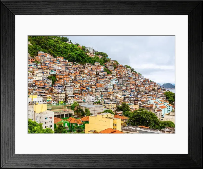Framed Print : Colorful Brazilian favelas slums on the hill, Rio De Janeiro, Brazil Framed Print : Colorful Brazilian favelas slums on the hill, Rio De Janeiro, Brazil