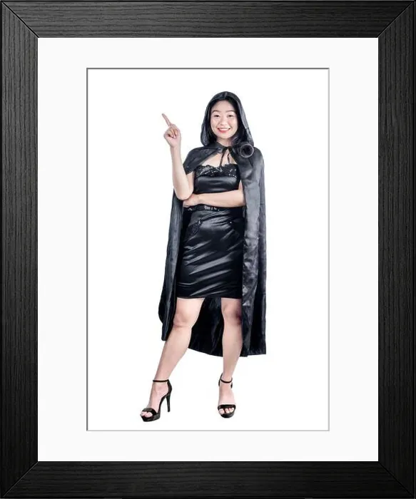 Framed Print : Asian witch woman with cloak isolated over white background