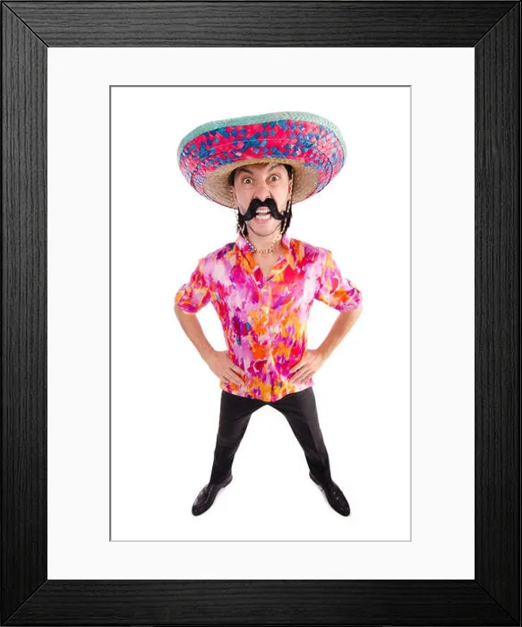 Framed Print : Funny mexican with sombrero hat Framed Print : Funny mexican with sombrero hat