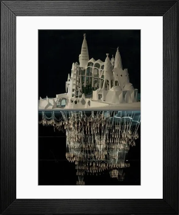 Framed Print : Gaudí's hanging model and Church of Colonia Güell Framed Print : Gaudí's hanging model and Church of Colonia Güell