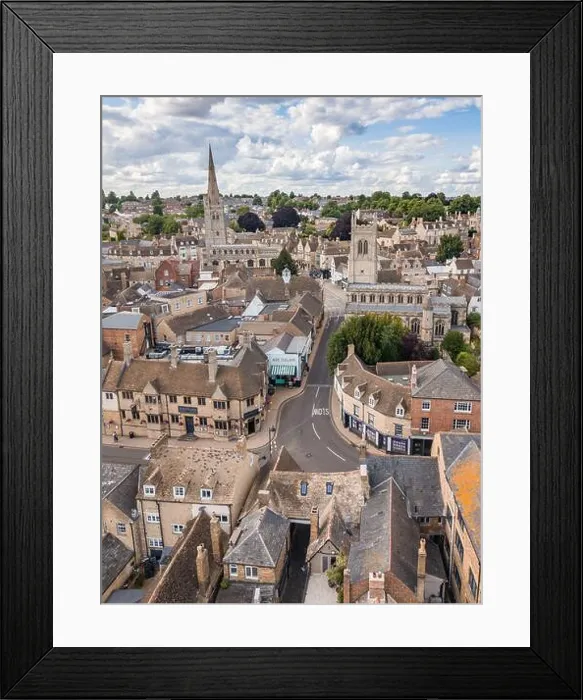 Framed Print : Aerial photography of the town centre of Stamford Framed Print : Aerial photography of the town centre of Stamford