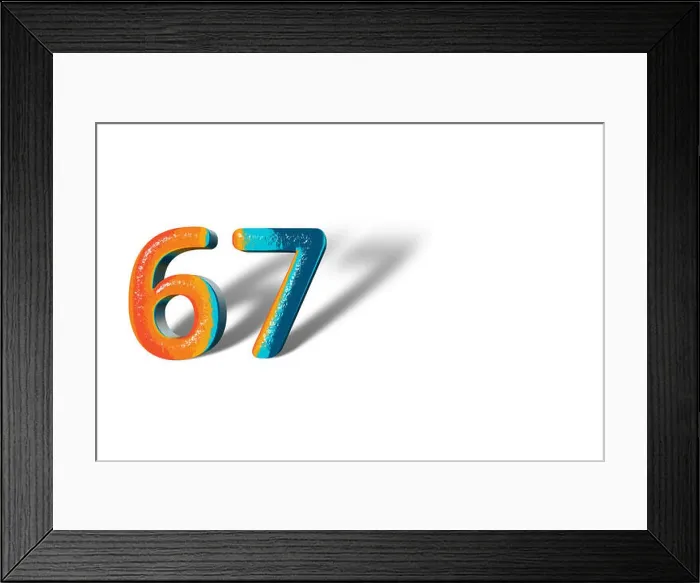 Framed Print : 3D Number 67 sixty seven lively colours Framed Print : 3D Number 67 sixty seven lively colours