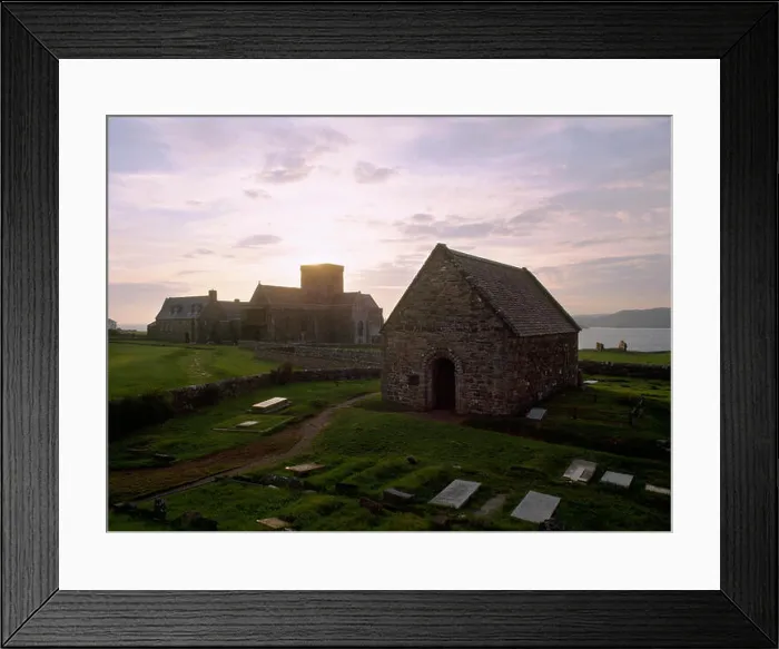 Framed Print : Sunrise above Iona Abbey church tower Framed Print : Sunrise above Iona Abbey church tower