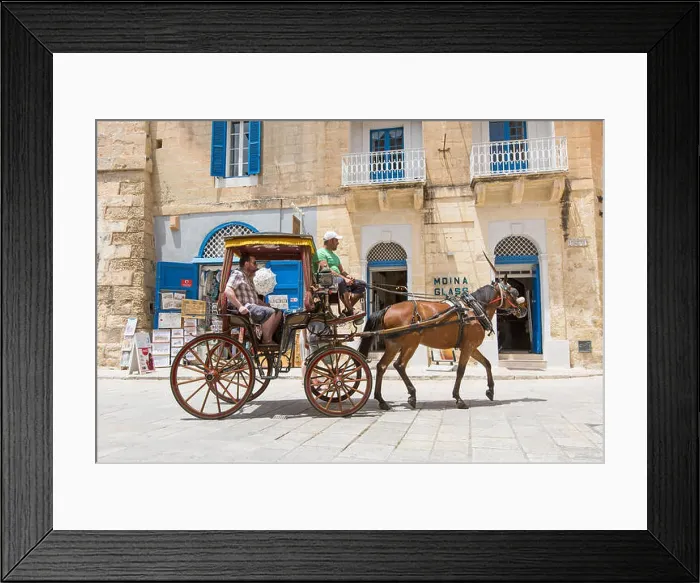 Framed Print : Horse Drawn Carriage Mdina Malta Framed Print : Horse Drawn Carriage Mdina Malta