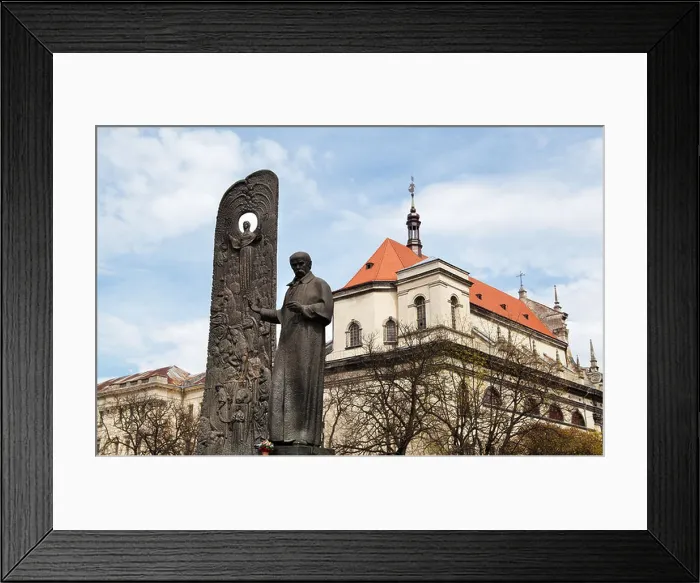 Framed Print : monument of poet Taras Shevchenko in Lviv city Framed Print : monument of poet Taras Shevchenko in Lviv city