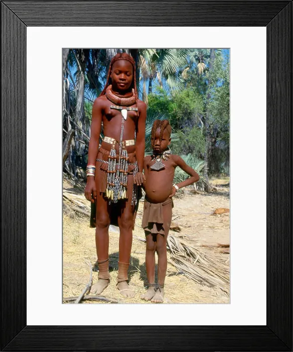 Framed Print : Himba girl and boy in the Kaokoveld near the Cunene River, Namibia Framed Print : Himba girl and boy in the Kaokoveld near the Cunene River, Namibia