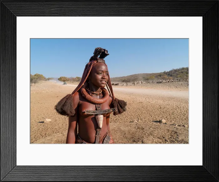 Framed Print : Himba people, Namibia- a young girl in the village Framed Print : Himba people, Namibia- a young girl in the village