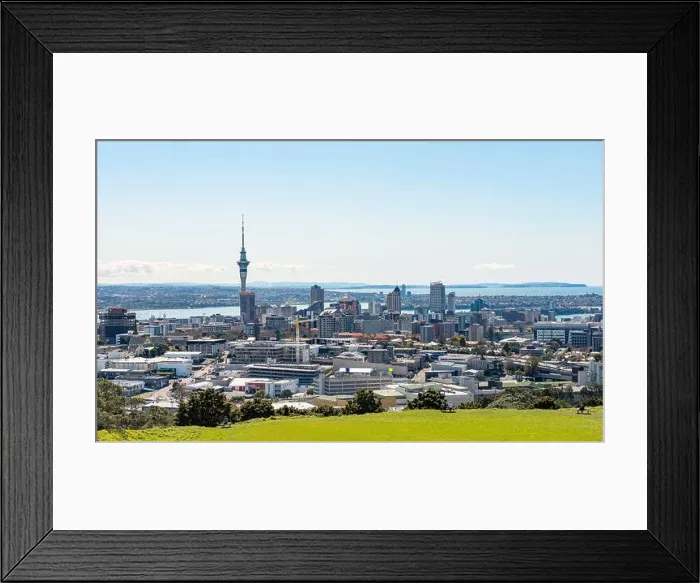 Framed Print : View from Mount Eden, volcanic craters, skyline with skyscrapers, Auckland Region, North Island, New Zealand Framed Print : View from Mount Eden, volcanic craters, skyline with skyscrapers, Auckland Region, North Island, New Zealand