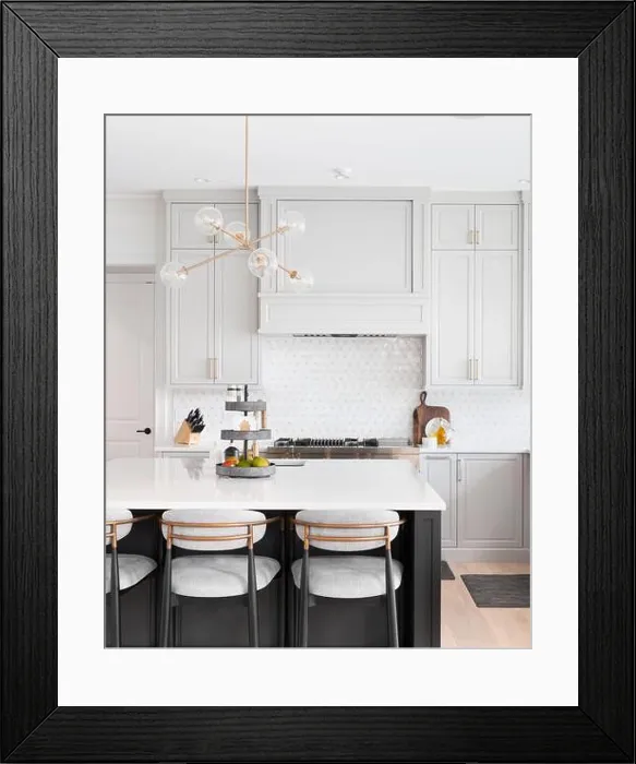 Framed Print : A luxurious kitchen with a large island Framed Print : A luxurious kitchen with a large island