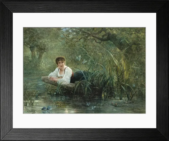 Framed Print : Jundt Gustave Adolphe - Les Libellules (by the Riverbank) Framed Print : Jundt Gustave Adolphe - Les Libellules (by the Riverbank)