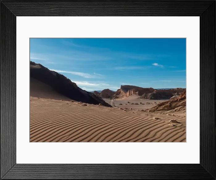 Framed Print : Sand waves and the amphitheater in the valley of moon Framed Print : Sand waves and the amphitheater in the valley of moon