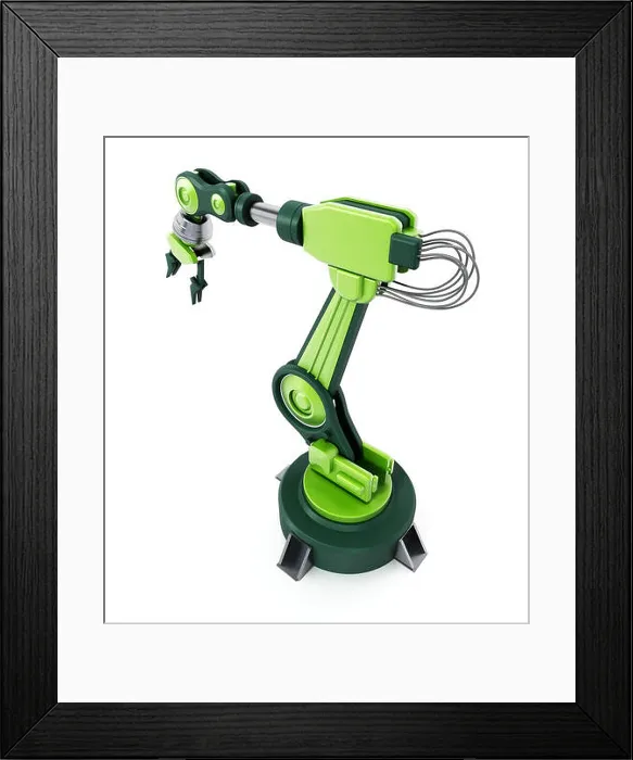 Framed Print : Robotic arm isolated on white background. 3D illustration Framed Print : Robotic arm isolated on white background. 3D illustration