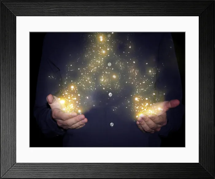 Framed Print : magic sparkles in hands Framed Print : magic sparkles in hands