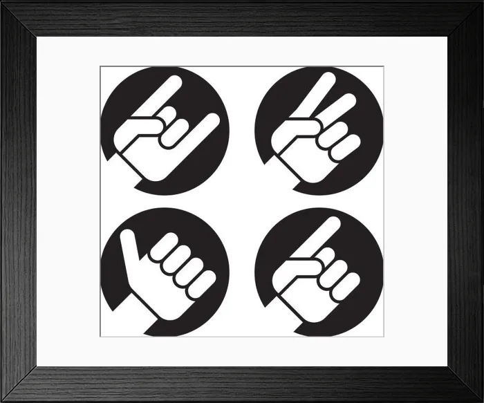 Framed Print : Set of four flat hand gesture vector icons of hands making classic recognizable signs Framed Print : Set of four flat hand gesture vector icons of hands making classic recognizable signs
