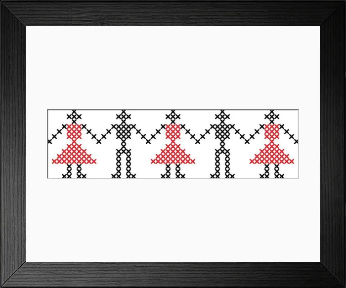 Framed Print : Traditional romanian folk dance cross stitch Framed Print : Traditional romanian folk dance cross stitch