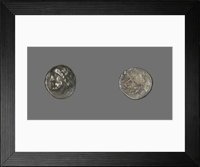 Framed Print : Hemidrachm (Coin) Depicting the God Zeus Amarios, 280-146 BCE Framed Print : Hemidrachm (Coin) Depicting the God Zeus Amarios, 280-146 BCE