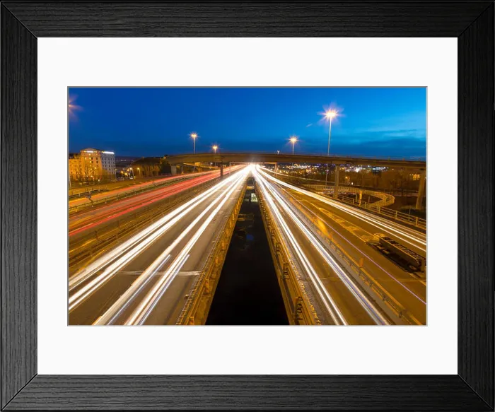 Framed Print : M8 Motorway trail lights, Kingston Bridge, Glasgow, Scotland, United Kingdom, Europe Framed Print : M8 Motorway trail lights, Kingston Bridge, Glasgow, Scotland, United Kingdom, Europe