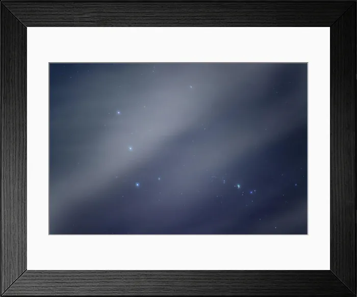 Framed Print : Orion Belt, Cloudy Night sky Background Framed Print : Orion Belt, Cloudy Night sky Background