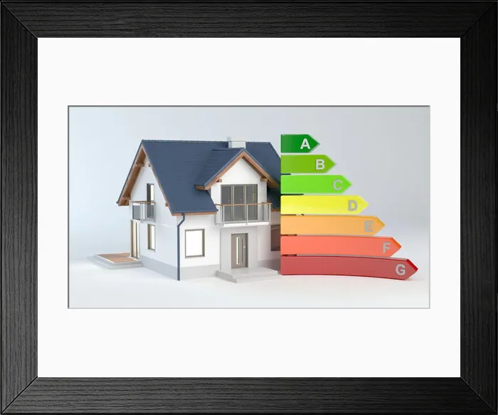 Framed Print : Energy Efficiency - House No.9, 3D illustration Framed Print : Energy Efficiency - House No.9, 3D illustration