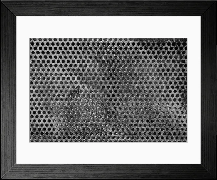 Framed Print : metal old background with holes holes. texture black and white Framed Print : metal old background with holes holes. texture black and white