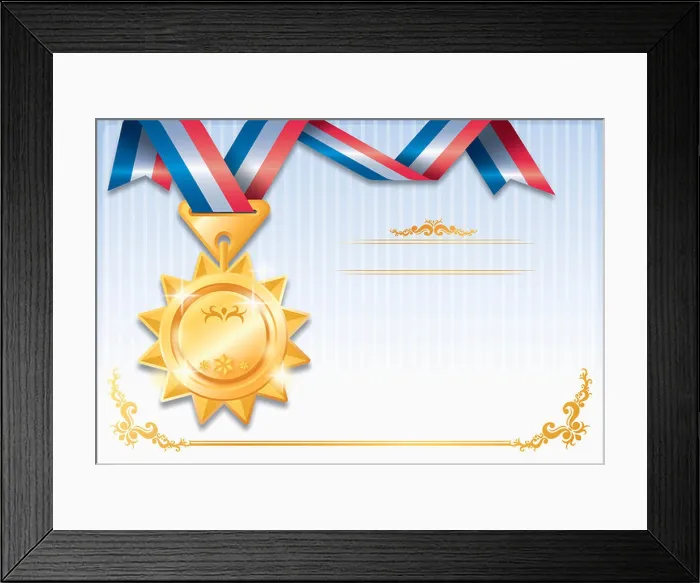 Framed Print : a diploma template with a crest Framed Print : a diploma template with a crest