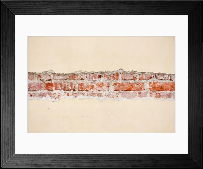 Framed Print : Red bricks broken wall unveil texture Framed Print : Red bricks broken wall unveil texture