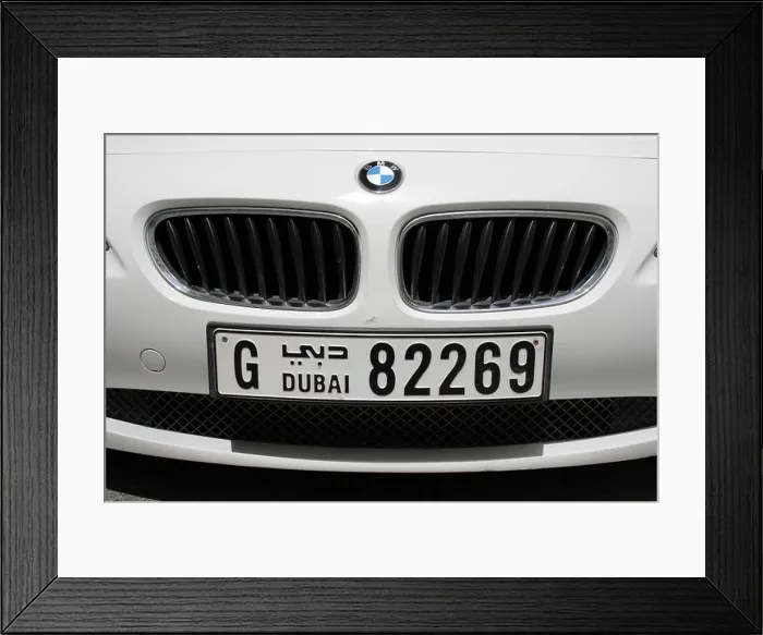 Framed Print : luxury car BMW with Dubai license plate. Photo by Willy Matheisl Framed Print : luxury car BMW with Dubai license plate. Photo by Willy Matheisl