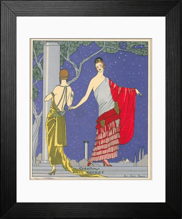 Framed Print : Fashion plate from Art Gout Beauté showing evening wear by Paul Poiret Framed Print : Fashion plate from Art Gout Beauté showing evening wear by Paul Poiret
