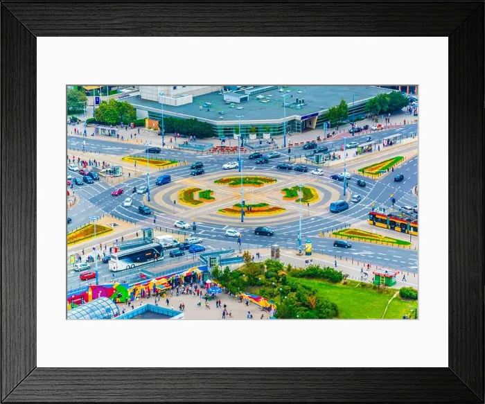 Framed Print : Central Warsaw with the Rondo Romana Dmowskiego roundabout