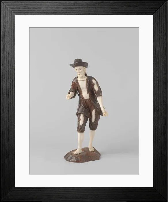 Framed Print : Begging figure with bag on his back.. Beggar with a bag bound on his back. Probably missing stick in his hand Framed Print : Begging figure with bag on his back.. Beggar with a bag bound on his back. Probably missing stick in his hand