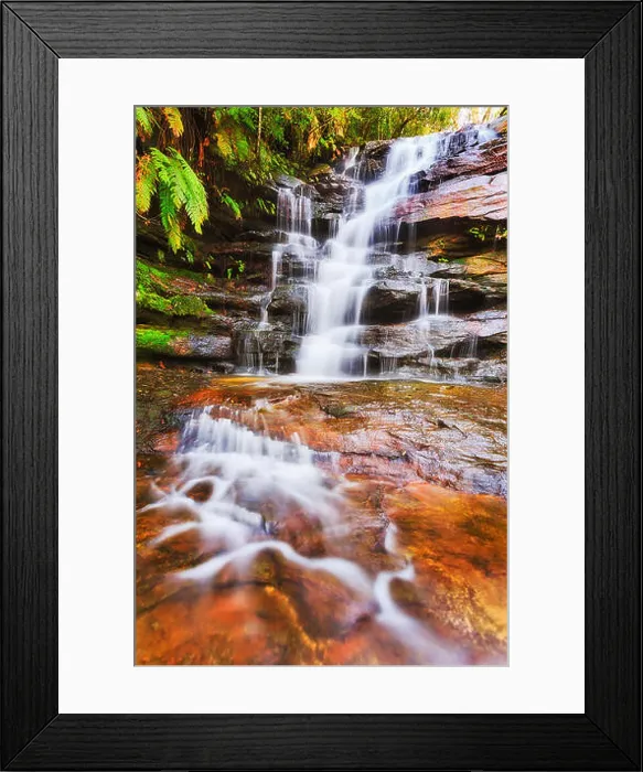 Framed Print : Close up view of rain-forest waterfall cascade - Somersby falls on Australian central coast Framed Print : Close up view of rain-forest waterfall cascade - Somersby falls on Australian central coast