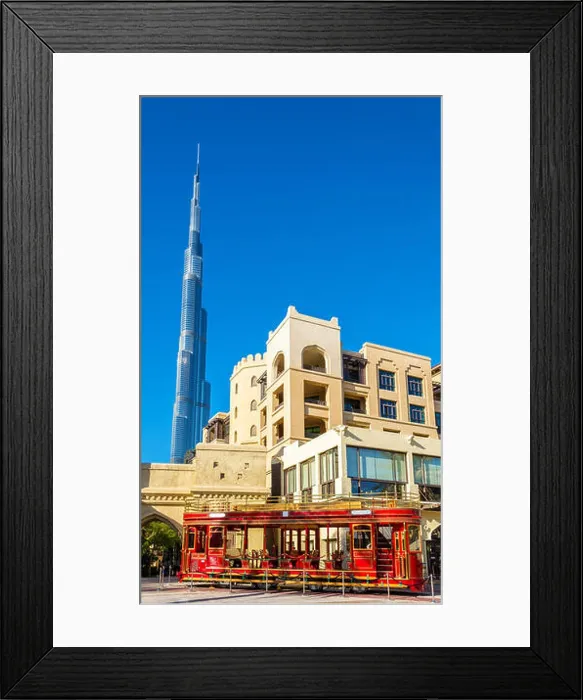 Framed Print : Dubai trolley, a double-deck heritage-style open-top tram