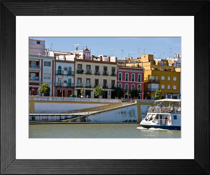 Framed Print : River Guadalquivir with tourist boat Barrio of Triana Seville Andalusia Andalucia Spain Europe Framed Print : River Guadalquivir with tourist boat Barrio of Triana Seville Andalusia Andalucia Spain Europe
