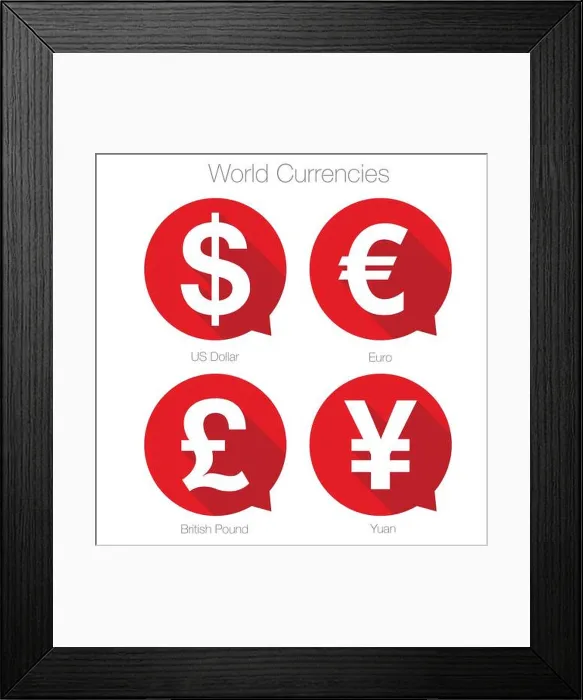 Framed Print : World currencies sign symbol set Framed Print : World currencies sign symbol set