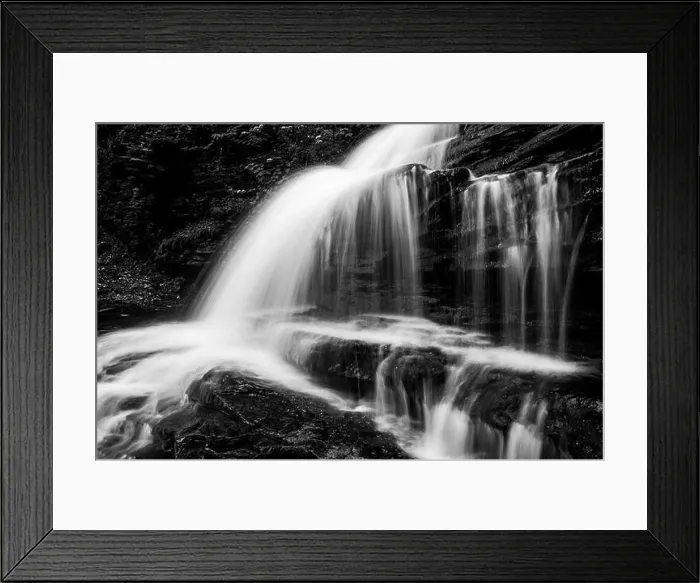 Framed Print : Horizontal black and white image of Onondaga Falls, in Glen Leigh at Ricketts Glen State Park, Pennsylvania Framed Print : Horizontal black and white image of Onondaga Falls, in Glen Leigh at Ricketts Glen State Park, Pennsylvania