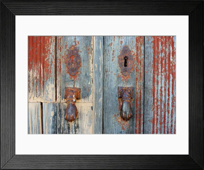 Framed Print : Old worn door knockers Algarve portugal Framed Print : Old worn door knockers Algarve portugal