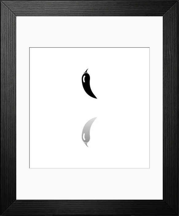 Framed Print : Chilli pepper. Black symbol on white background Framed Print : Chilli pepper. Black symbol on white background