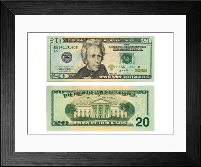 Framed Print : Front and back side of the new twenty dollar bill Framed Print : Front and back side of the new twenty dollar bill