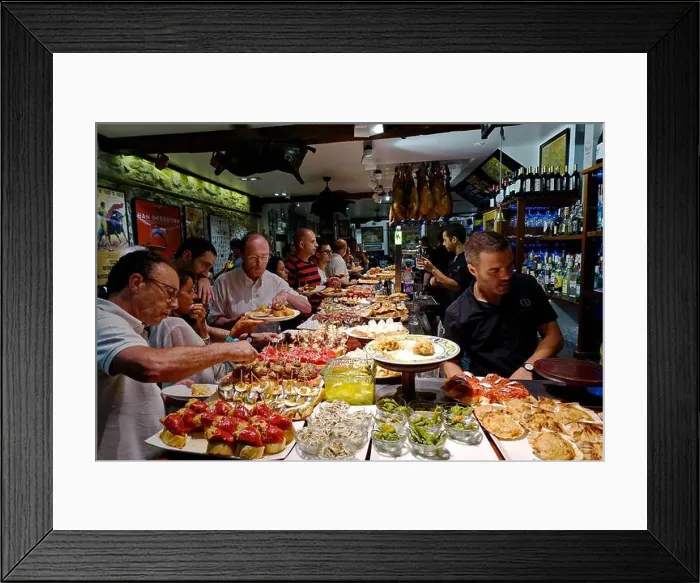 Framed Print : A tapas bar in San Sebastian with delicious pintxos Framed Print : A tapas bar in San Sebastian with delicious pintxos