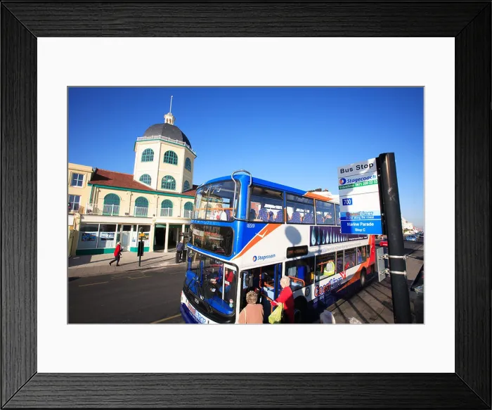 Framed Print : united kingdom west sussex worthing a double decker bus in front of the dome cinema Framed Print : united kingdom west sussex worthing a double decker bus in front of the dome cinema