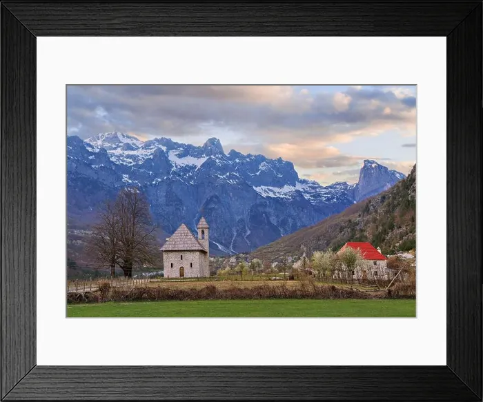 Framed Print : Village scene in the Theth Valley, in Albania