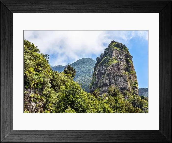 Framed Print : Rocks in green mountain with clouds in sky. Tenerife Canary island, Spain Framed Print : Rocks in green mountain with clouds in sky. Tenerife Canary island, Spain